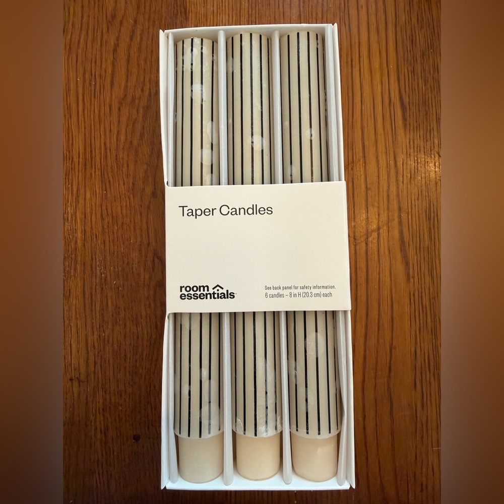 Room Essentials Striped Black and White Taper Candles